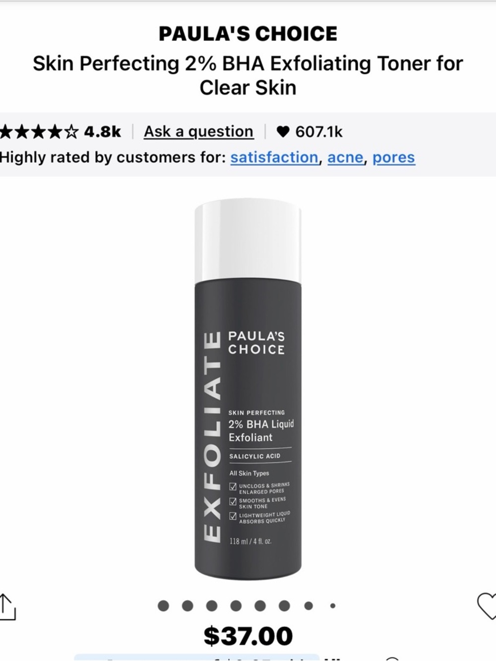 Paula's Choice 2% BHA Liquid Exfoliant